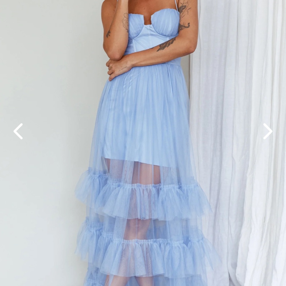 Selfie Leslie Moonlight Sonata Ruffle Mesh Maxi Dress